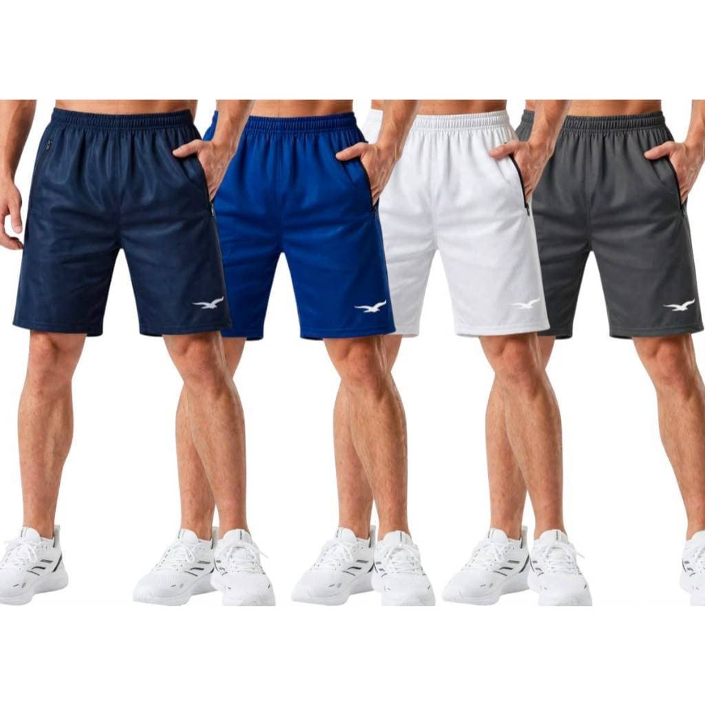 Kit 4 Bermudas Masculina Chimpa com Zíper Shorts Esportivo Academia Casual