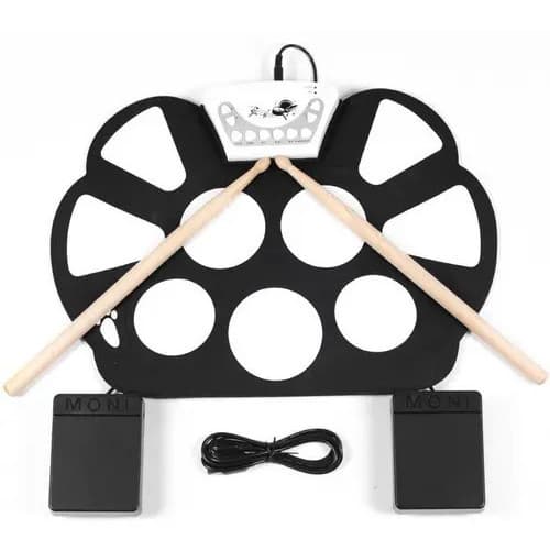 Bateria Eletrônica Portátil Alba Roll Pad Com Pedais e Baquetas