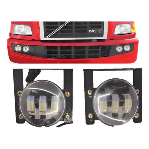 Par Farol Led Milha Neblina Olho Anjo Volvo Nh12 Vm17 Vm23 Branco