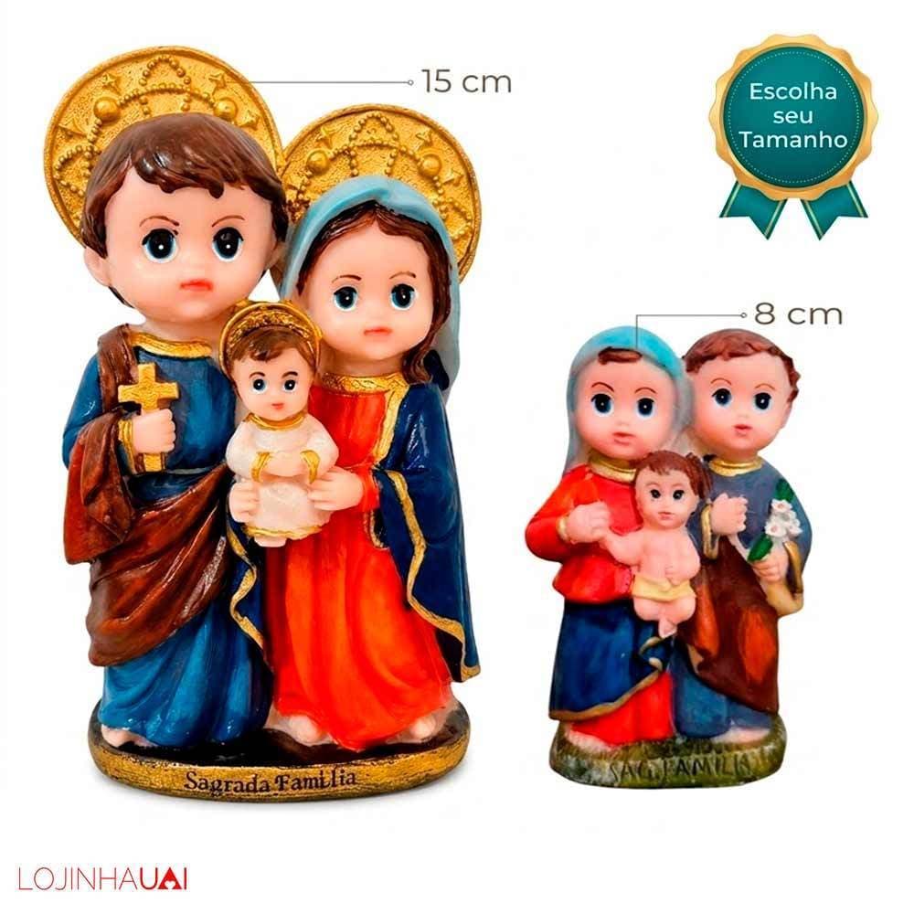 Imagem da Sagrada Família Baby Infantil Bebê Resina Presente Católico Dia das Crianças Natal