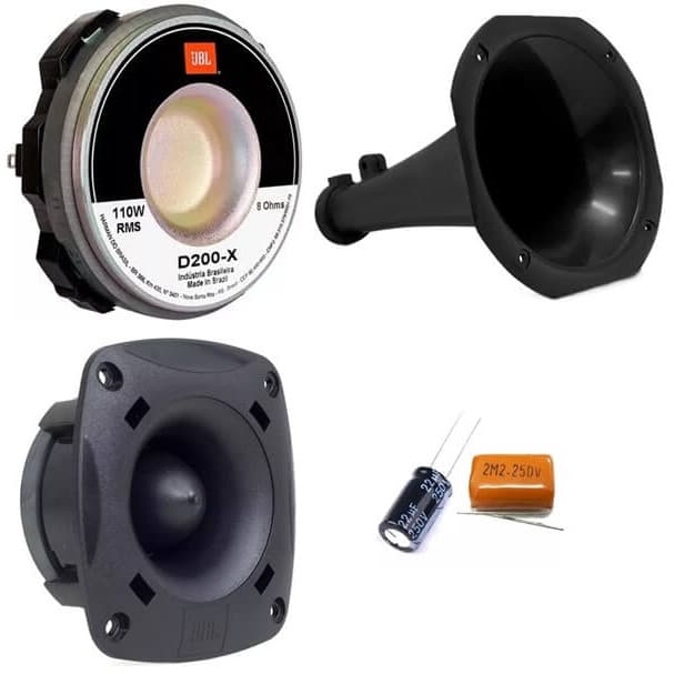 Kit Jbl Driver D200x + Tweeter St200 + Corneta Longa Preta + Capacitores