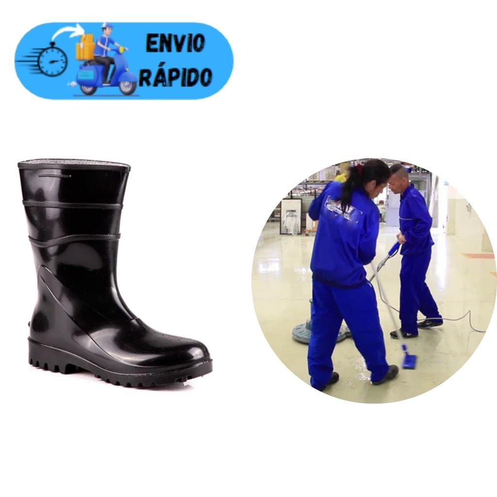 BOTA PVC BRACOL GALOCHA  PRETA CANO MÉDIO IMPERMEAVEL ANTIDERRAPANTE  PARA LIMPEZA COZINHA