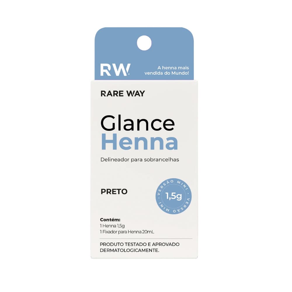 Kit Henna E Fixador Para Sobrancelhas Glance Mini Preto Rare Way 1,5g
