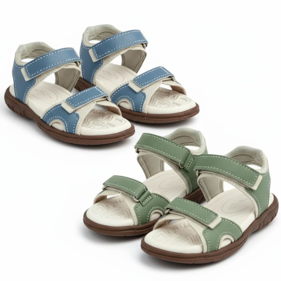 Kit 2 Sandália Chinelo Infantil Baby Menino Masculina Couro Papete Babuche Confortável e Leve