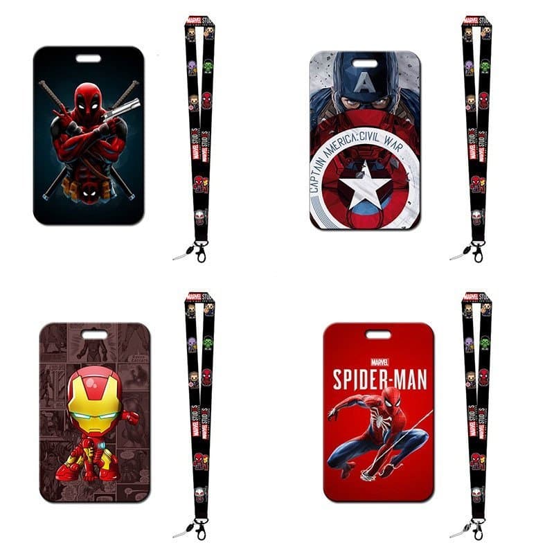Anime Marvel Superhero Homem De Ferro-Aranha Capitão América Limitada Personalizada Lanyard Cartoon Capa De Cartão De Si