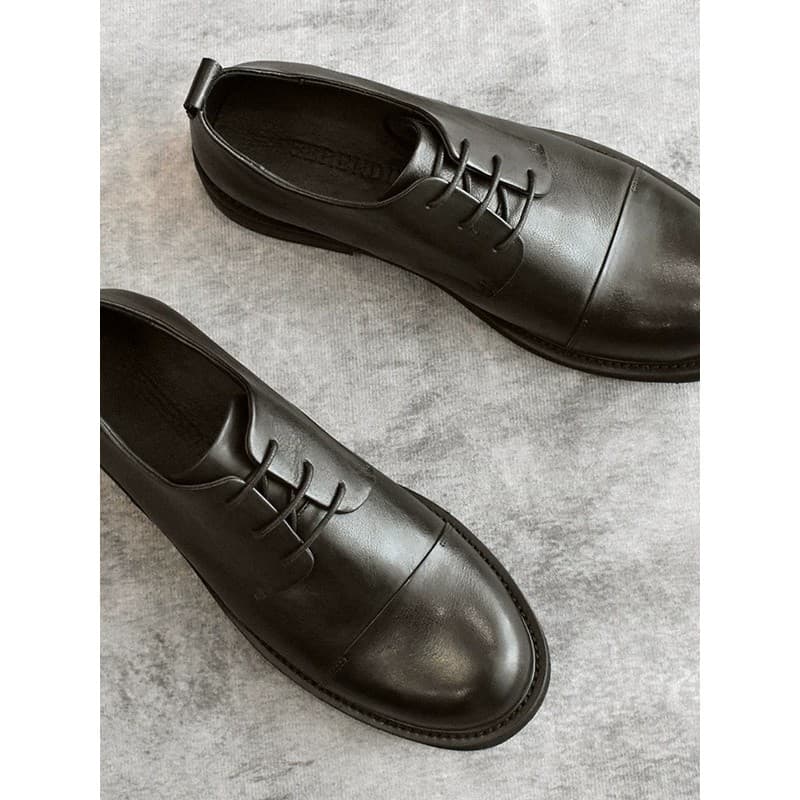 Nós ricos sapatos de moda japonês Retro Casual sapatos de couro masculino couro genuíno dedo do pé redondo sola grossa a