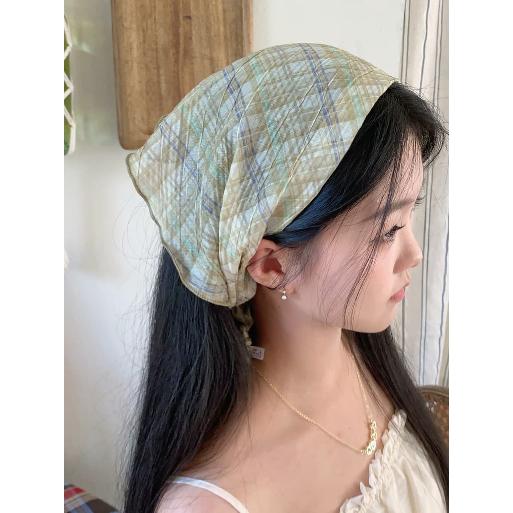 Retro xadrez triângulo cachecol feminino estilo coreano foto atmosfera sentir 2026 novo estilo lenço na moda All-Match p