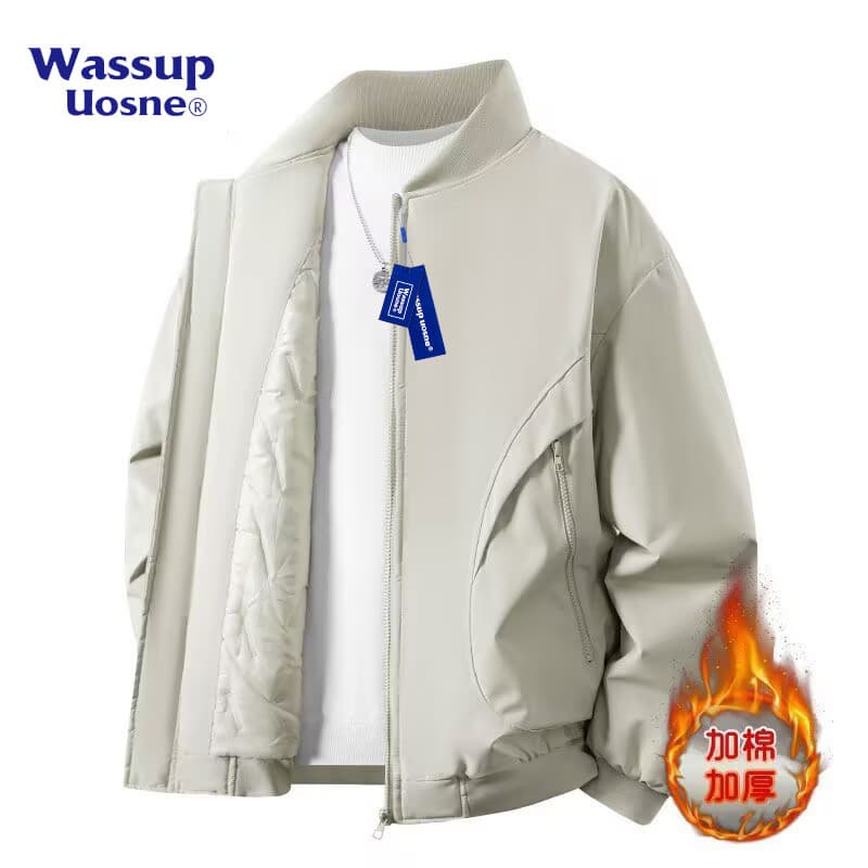 Wassup uniforme de beisebol jaqueta masculina 2025 outono inverno solto simples Casual engrossado jaqueta Bomber jaqueta