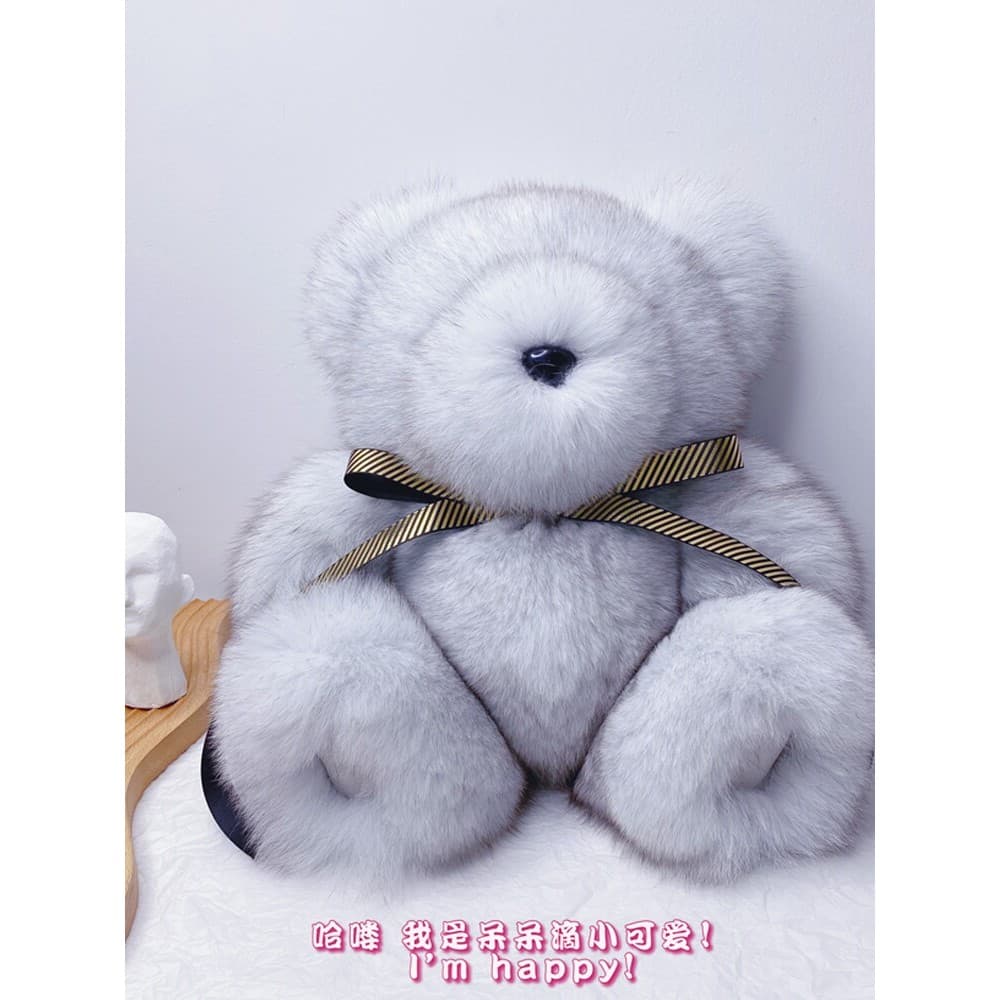 Bonito importado pele inteira pele de raposa boneca membro de pelúcia rotativo urso boneca pele crianças boneca