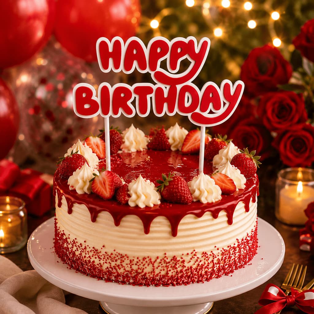 Topo de Bolo Happy Birthday Feliz Aniversário Decorativo Cake para Aniversário Decoração de Festa em Diversas Cores