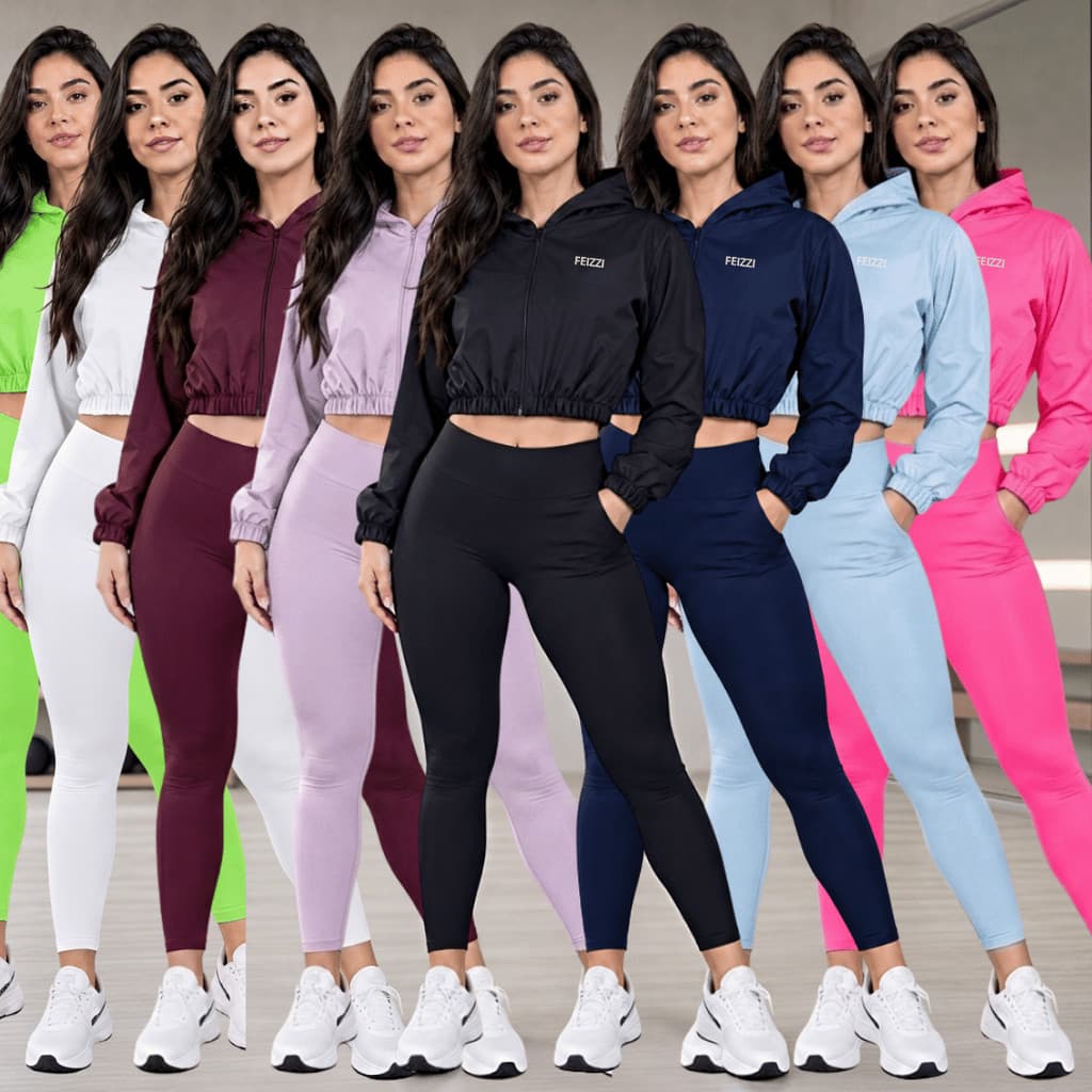 Blusa de Frio Feminina Tactel Cropped Com Zíper Elastinho Cintura e Punhos
