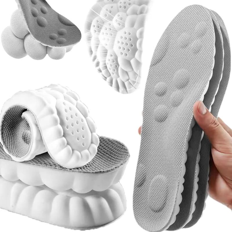 As palmilhas 4D são palmilhas ortopédicas macias e unissex para calçados esportivos.