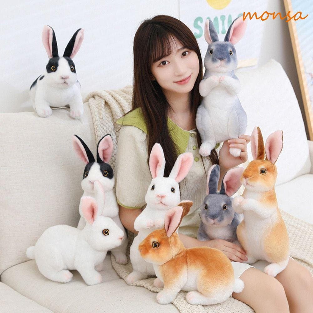 Brinquedo De Pelúcia De Coelho MONSA , Boneca Animal De Simulação De Quatro Cores Macia E Adequada Para A Pele , Orelhas