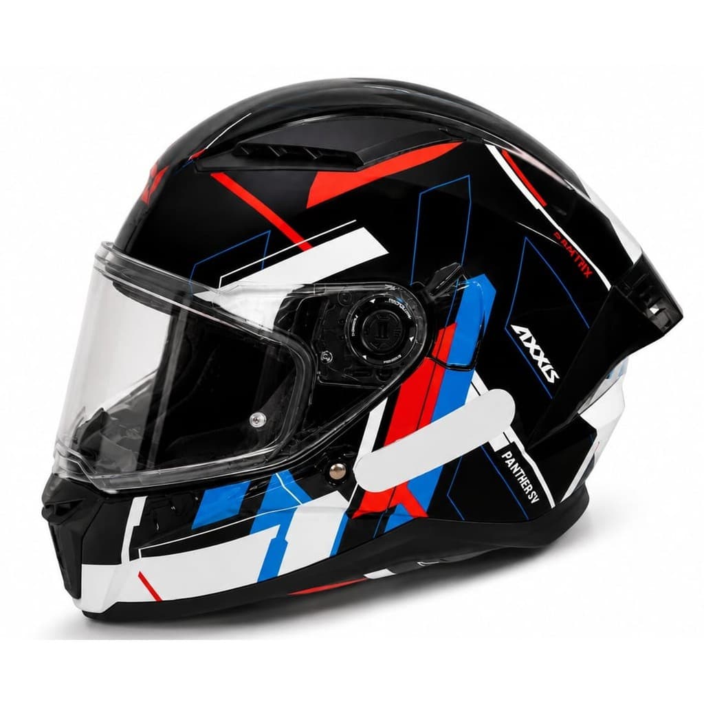 Capacete Axxis Panther Sentry B7 Preto Branco Azul Brilho Com Visor Óculos Interno SV