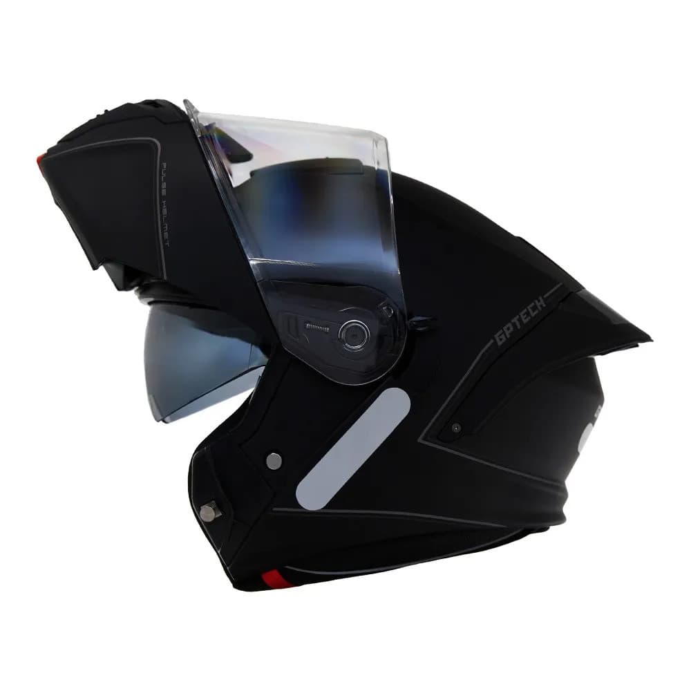 Capacete GP Tech A128 Sv Pulse Preto Fosco Escamoteável Articulado Robocop
