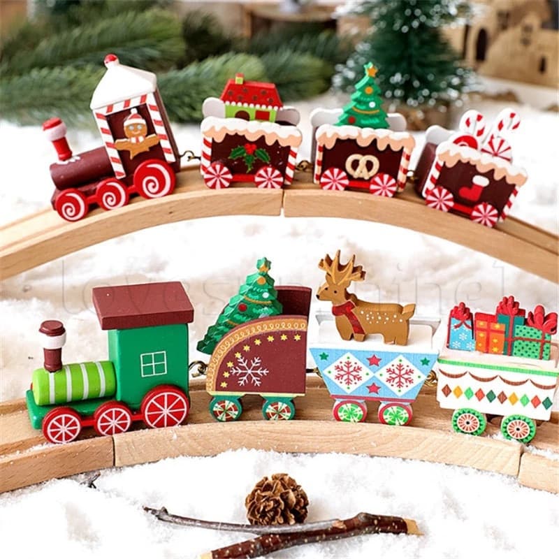 [Natal] Decoração De Para Casa 4 Nós Trem/Pintado Com Papai Noel Brinquedos Infantis Enfeite/Festa Presentes