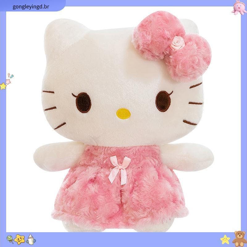 12” Boneca De Pelúcia Rosa Hello Kitty Com Vestido Fofo