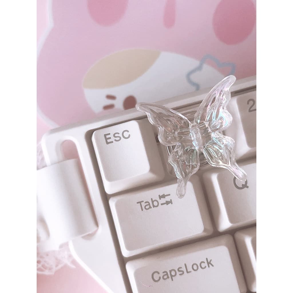 Borboleta Keycap luz transparente translúcido resina Original personalizado teclado mecânico cruz ESC decoração presente