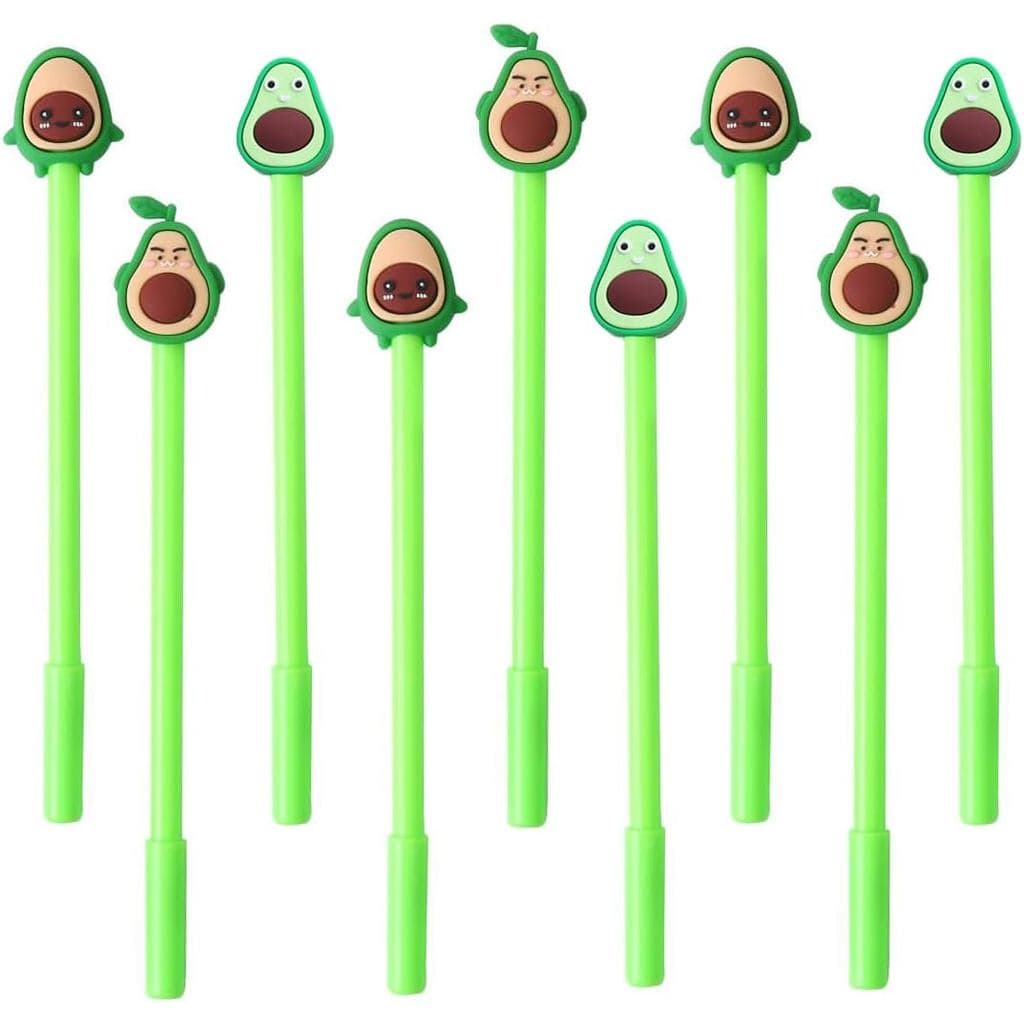 JKJF 9 PCS Caneta de Gel em Forma de Abacate, Caneta Rollerball em Forma de Frutas, Caneta de Ponta Fina com Design Fofo