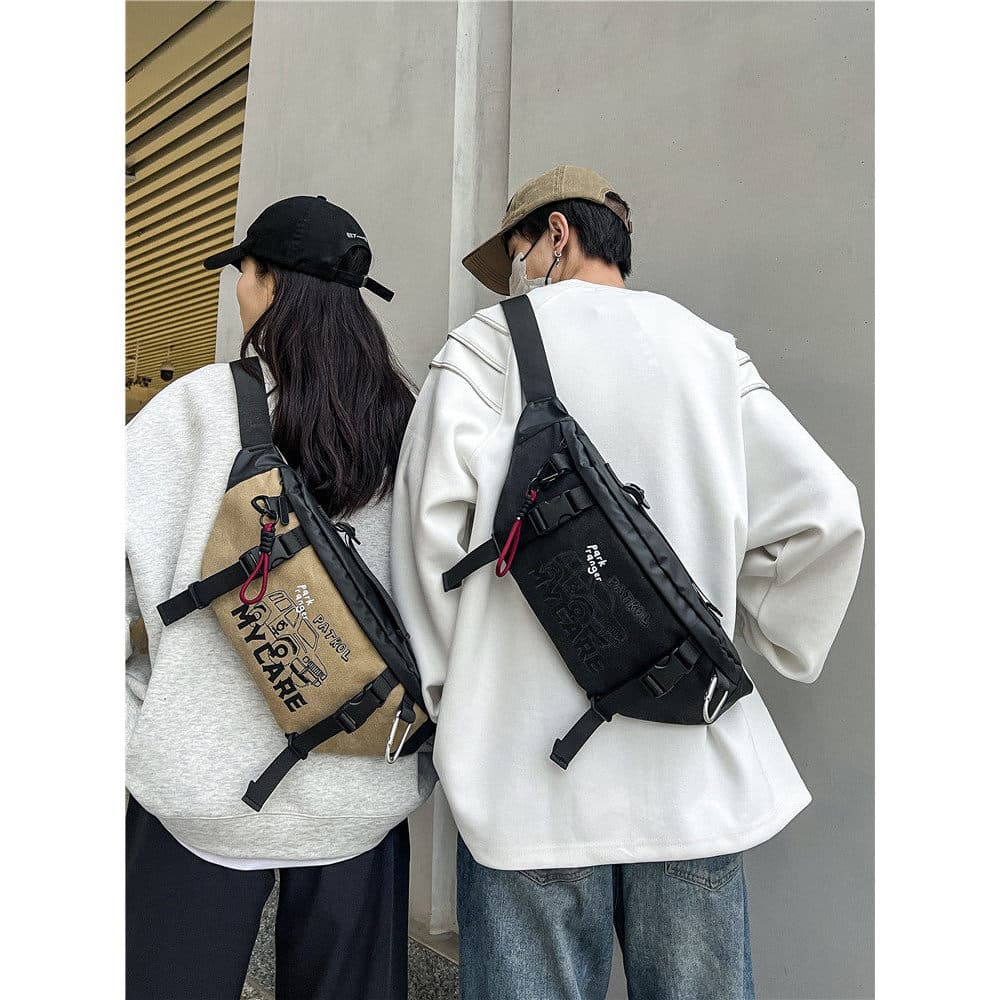 Bolsa de ciclismo com ferramentas de rua americana, bolsa de peito multifuncional de lona, bolsa transversal para esport