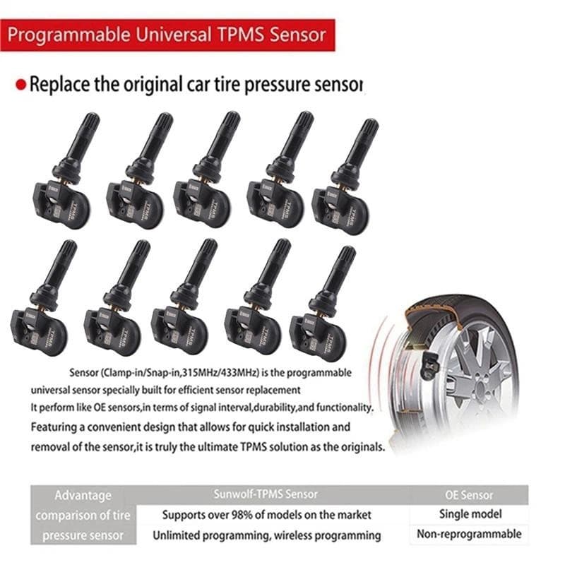 10 Peças Sensor De Pressão Dos Pneus TPMS Programável Para Autel TS408 TS508 ITS600 433Mhz 315MHZ 2 Em 1 Sistema De Moni