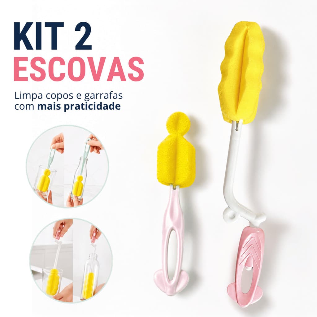 Escova De Limpeza Para Mamadeira Garrafa Copo KIT