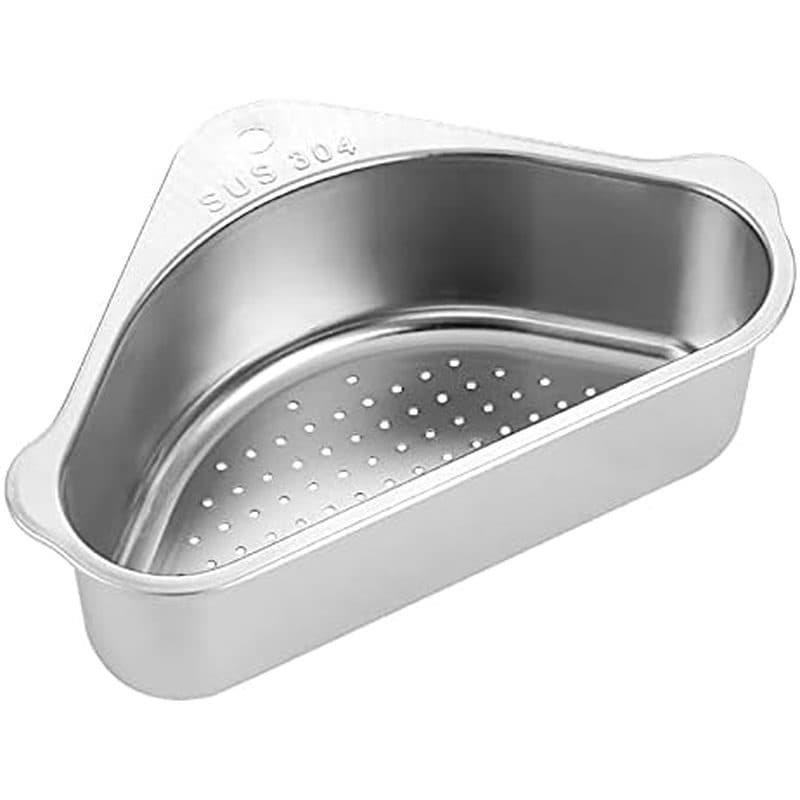Cesta De Filtro De Pia De Aço Inoxidável , Triangular , Drenagem Para , Alimentos Ou Rack De Armazenamento (Prata)