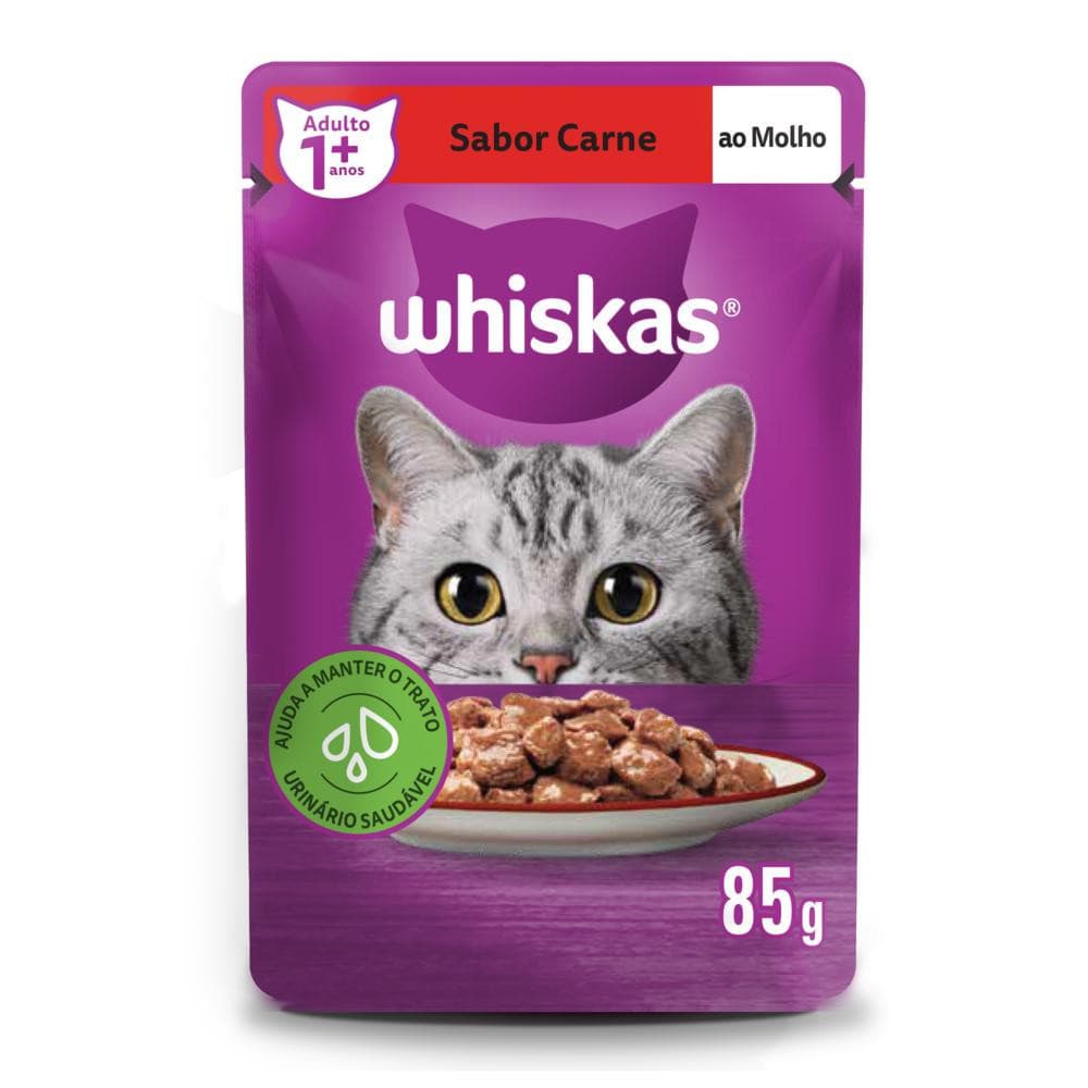 Ração Úmida Sachê Variadas ao Molho para Gatos Adultos 85g Whiskas
