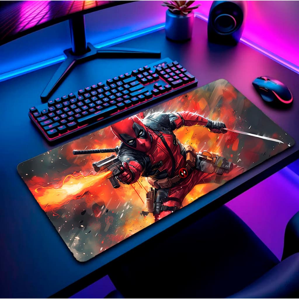 Mouse Pad Gamer Grande RGB Anime Heróis Exclusivo 80x30cm DeskPad Confortável e Preciso