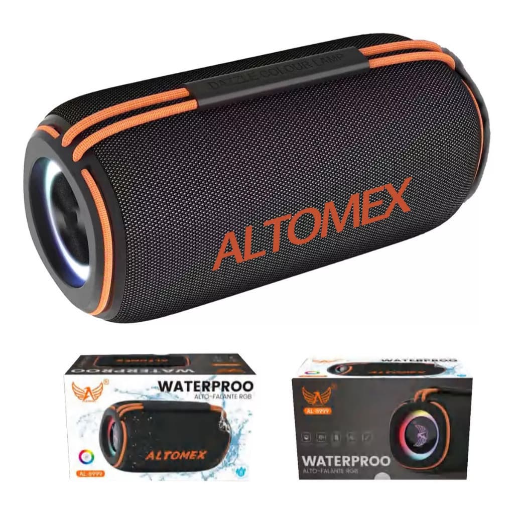 Altomex AL-9999 – Caixa de Som Bluetooth 60W para Exterior Prova d'Água  À Prova D'Água Luz Led RGB