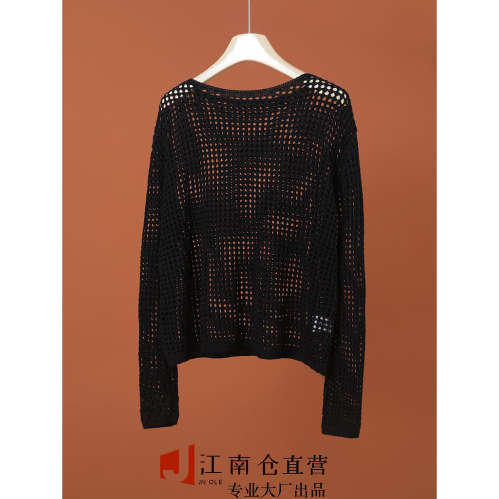 Jiangnancang [Ai NS] Especial!Blusa de malha oca estilo preguiçoso feminina primavera verão leve sensação solta Top de a