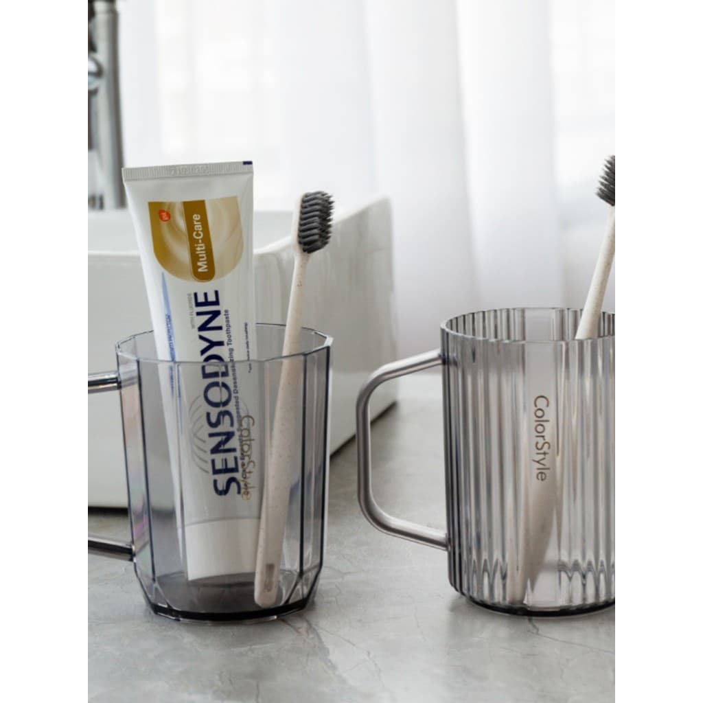 Transparente transparente listrado copo de enxaguatório bucal luz do agregado familiar luxo casal escova de dentes copo
