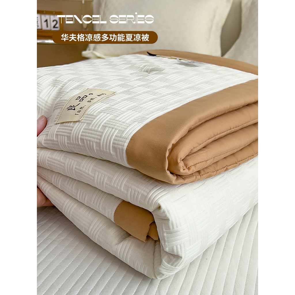 Simples Waffle fibra de soja verão fresco colcha folha dupla casa ar condicionado colcha verão fina colcha verão máquina