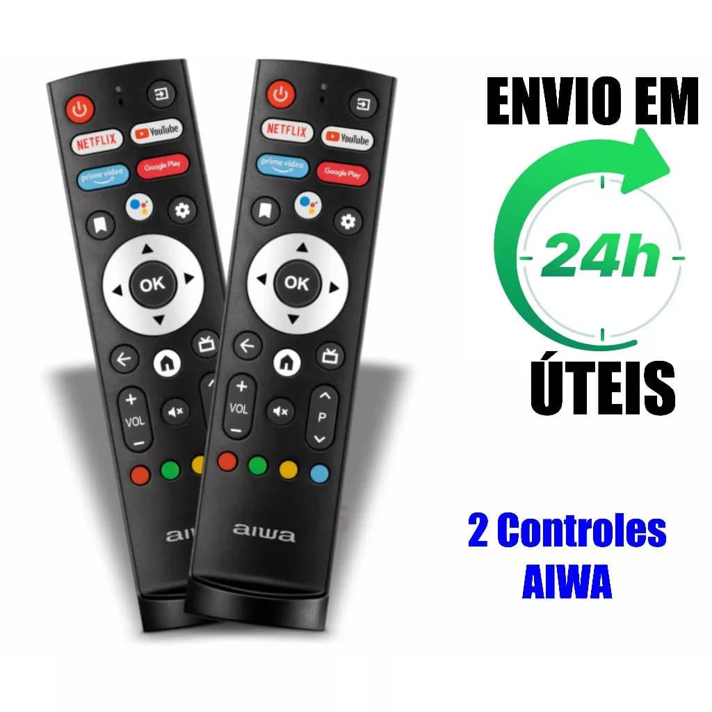 kit 2 Controle Remoto Compatível com Tv Aiwa 32/43/50 Android Aws-tv-50-bl-02-a (2 UNID)