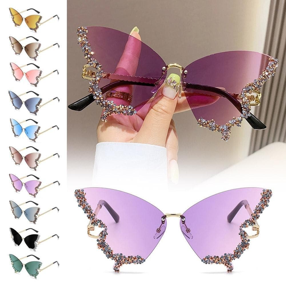 Óculos De Sol Sem Moldura Em Formato De Borboleta Para Mulheres , Personalidade Exagerada Da Moda E6l2 I3ZR