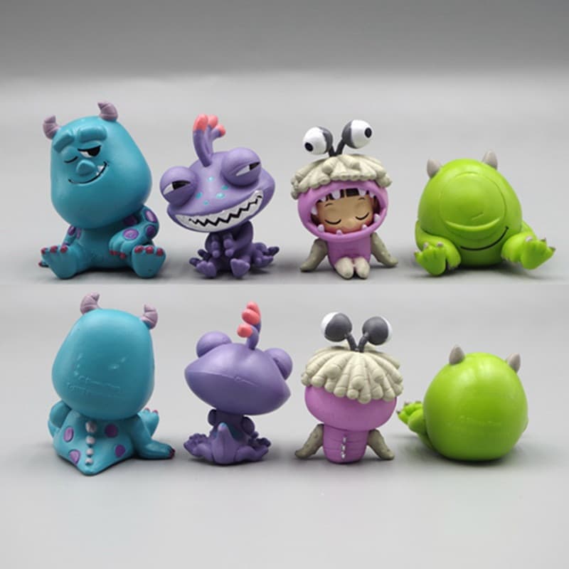 4 Pçs/Set 3.5-5.4cm Monstros Universidade James P Sullivan Mike Wazowski Randall Boggs Q Versão PVC Figuras De Ação Mode