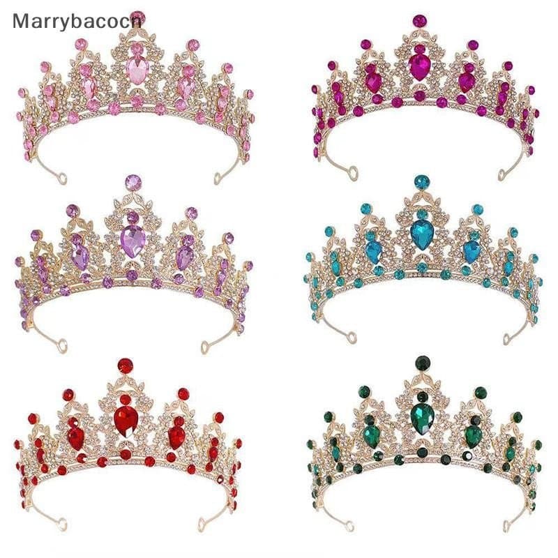 [MAR] Luxo Elegante Cristal Princesa Coroa Cabelo Acessórios Tiara Para Mulheres Festa Strass Casamento De Noiva Novas J