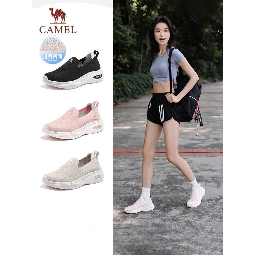 Camelo sapatos femininos 2026 primavera novo estilo moda juventude Retro malha sapatos jovens bonitos mágicos voando sap