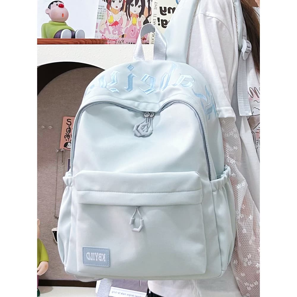 Grande capacidade simples Campus computador mochila feminina All-Match cor sólida estudante júnior escola secundária C