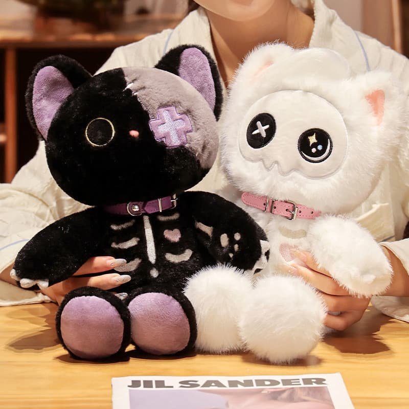 Criativo engraçado esqueleto gato boneca brinquedo de pelúcia maçante bonito boneca crianças dormindo reconfortante bone
