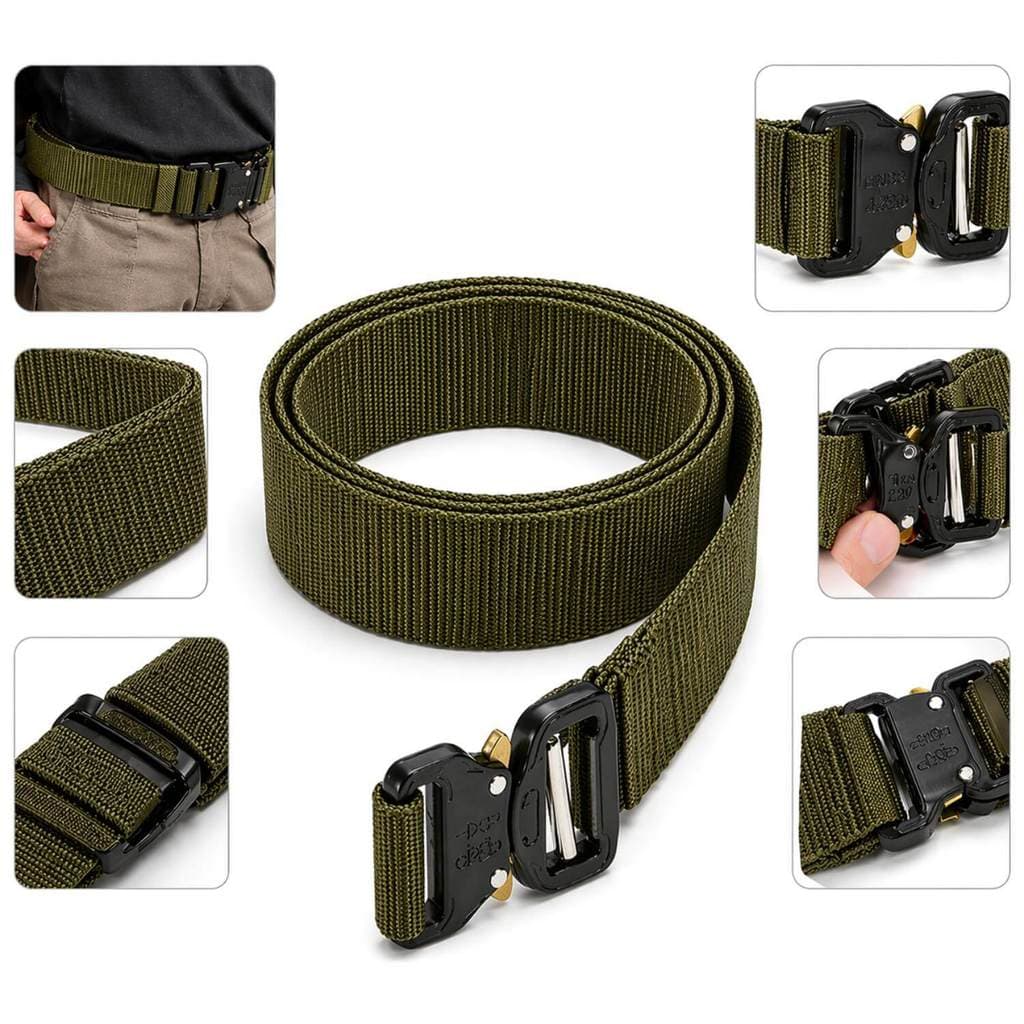 Cinto Tático Nylon Com Fivela Rápida Ajustável Resistente Verde