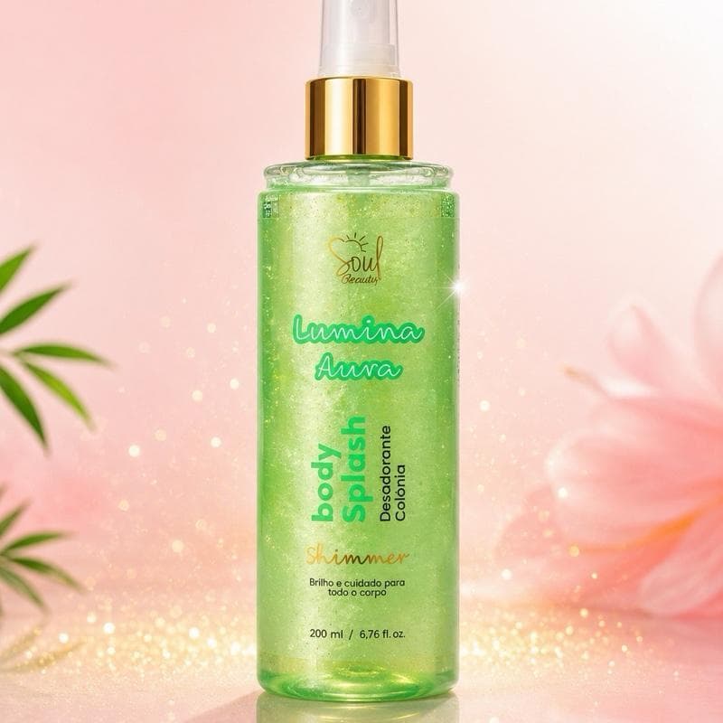 Soul Beauty Body Splash Lumina Aura Shimmer 200ml Desodorante Colônia com Brilho Corporal Efeito Shimmer Fragrância