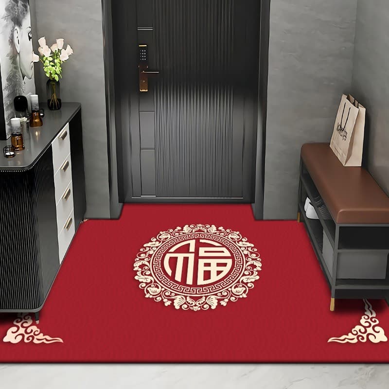 Tapetes de chão para porta de entrada, tapetes de entrada doméstica, novos tapetes vermelhos chineses, tapetes festivos