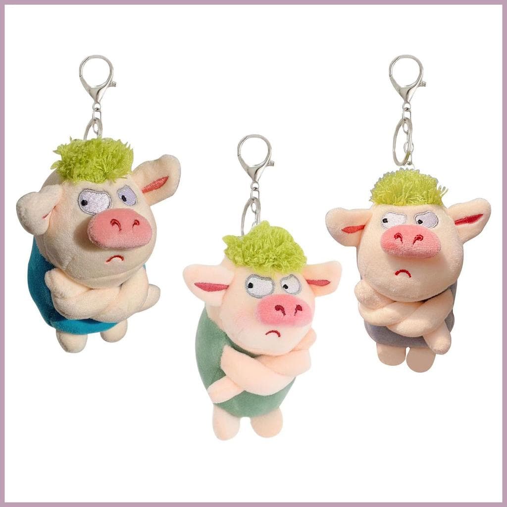 Chaveiro De Pelúcia 4.72 Polegada Adorável Cabelo Verde Irritado Porco Boneca Charme Bolsa Pingente Presentes Para hyss2