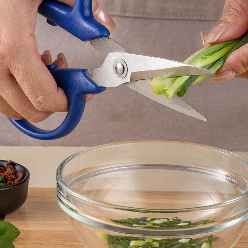 Cozinha azul poderosa tesoura de aço inoxidável tesoura doméstica multifuncional escritório tesoura cozinha Sci
