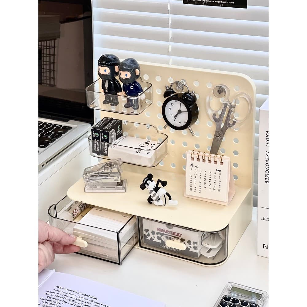 Desktop buraco placa caixa de armazenamento estudante papelaria organizador rack dormitório escritório cosméticos mesa r