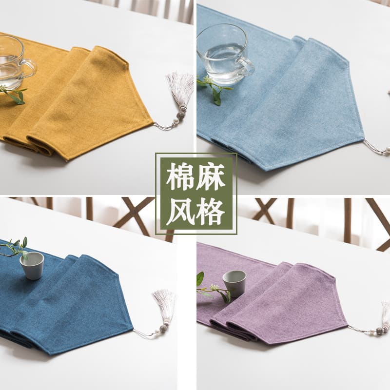 Corredor de mesa simples moderno nórdico chinês Zen sala estar mesa café estilo japonês americano algodão linho cor sóli