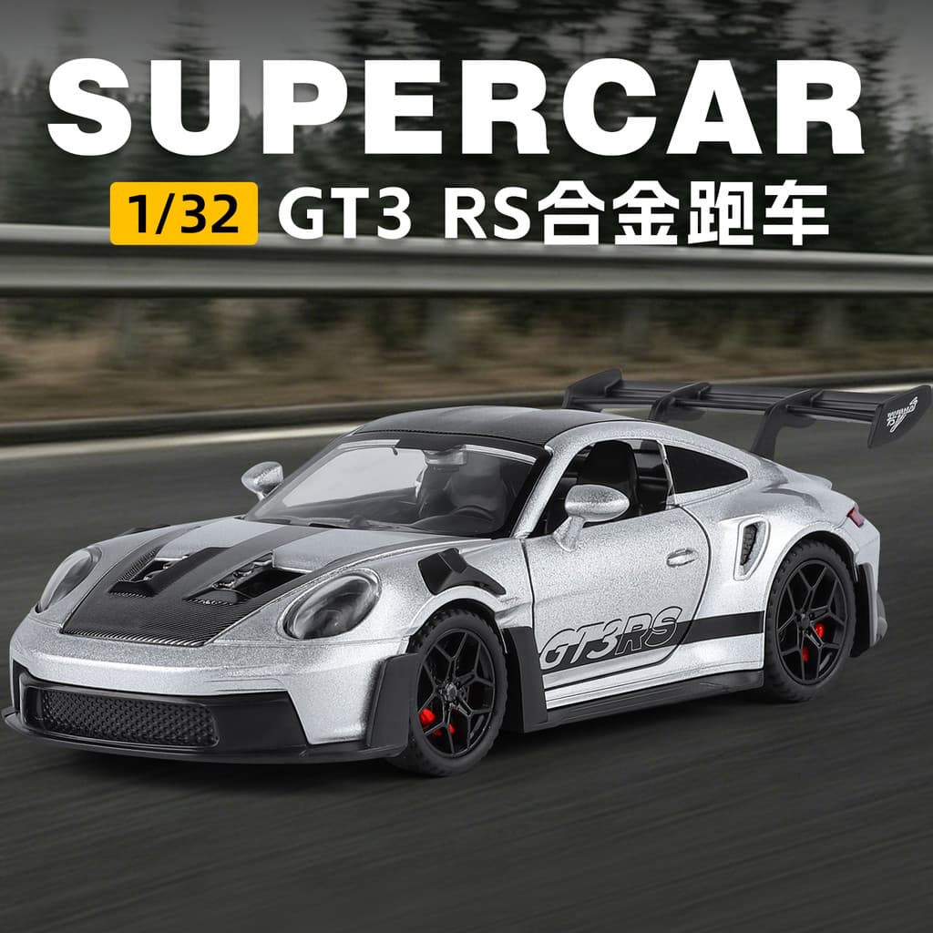 1: 32 Baojie GT3RS liga modelo de carro puxar para trás som luz diversão das crianças área varejo venda quente pista car