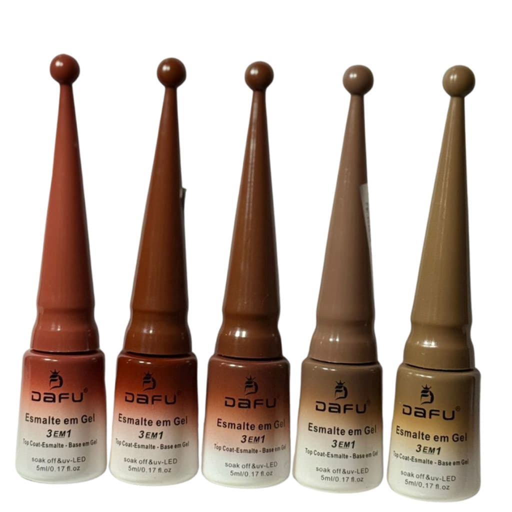 Kit 5 Esmaltes Vermelhos Em Gel Dafu 10Ml  Alta Cobertura