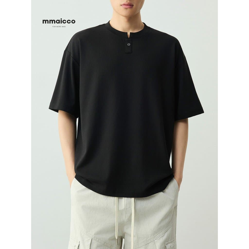 Momaike Roupas Masculinas Gaozhi Commuter Textura Pequeno Cardigan Camiseta Masculina de Manga Curta 2026 Verão Novo Est